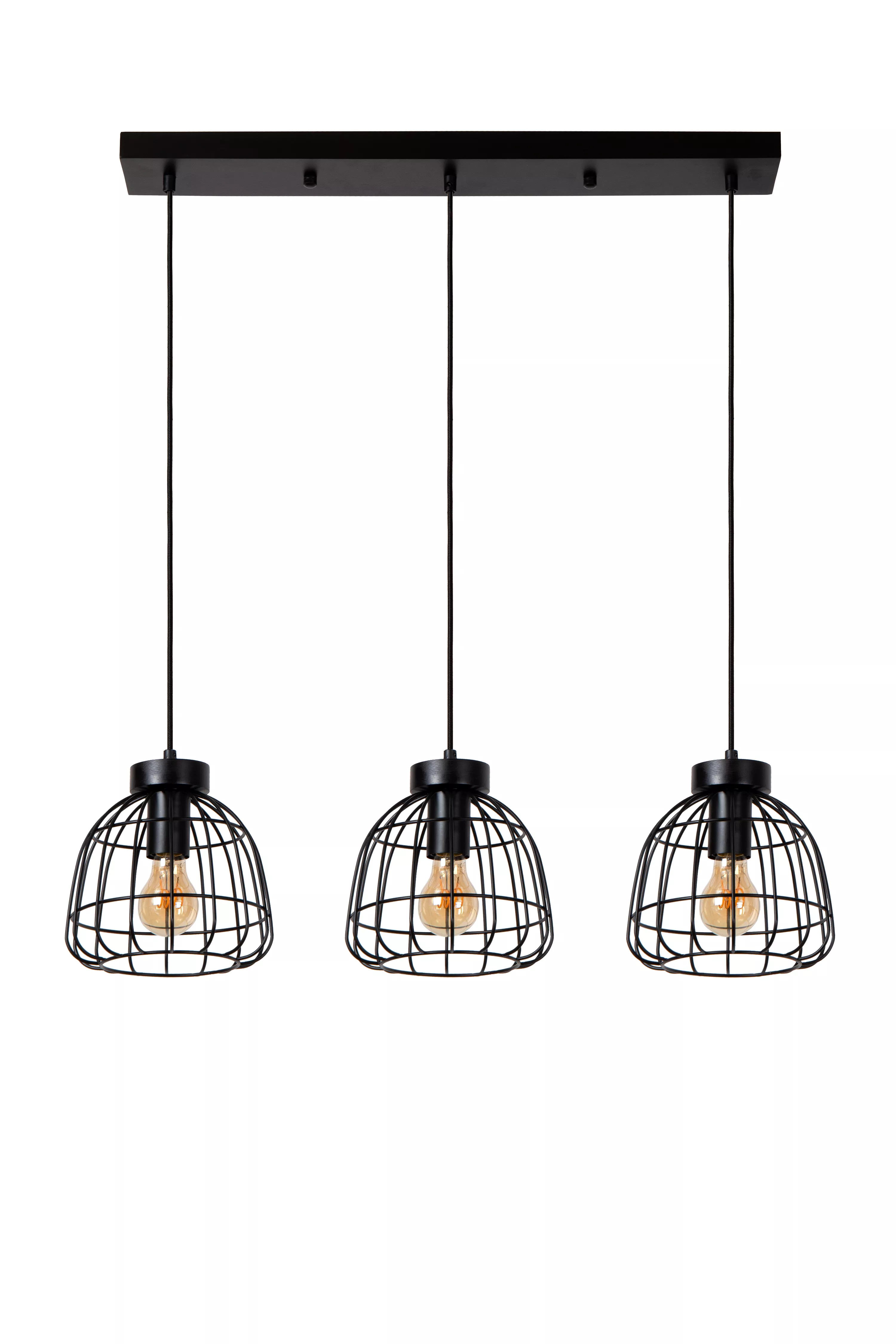 Lucide 00429/03/30 FILOX - Závěsné retro lustr v černé barvě nad stůl, 3 x E27, 70cm