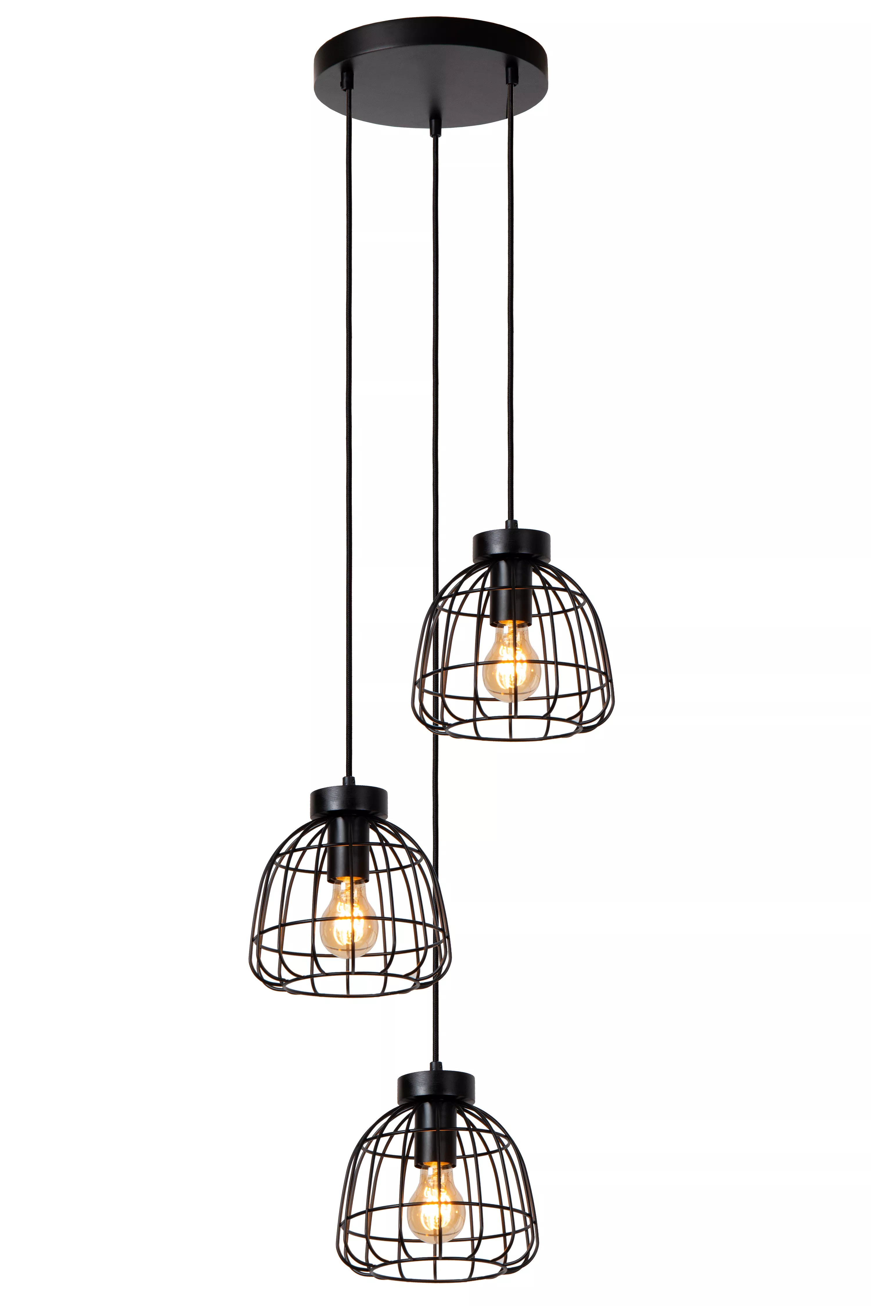 Lucide 00429/13/30 FILOX - Závěsné retro lustr v černé barvě nad stůl, 3 x E27, Ø 20cm