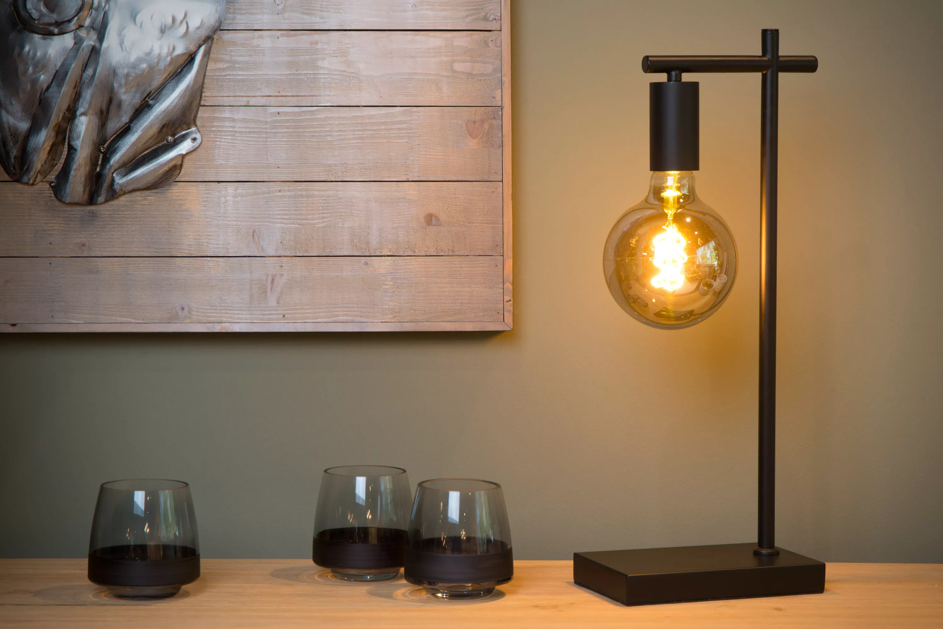 Lucide 21521/01/30 LEANNE - Stolní retro černá lampa, 1 x E27