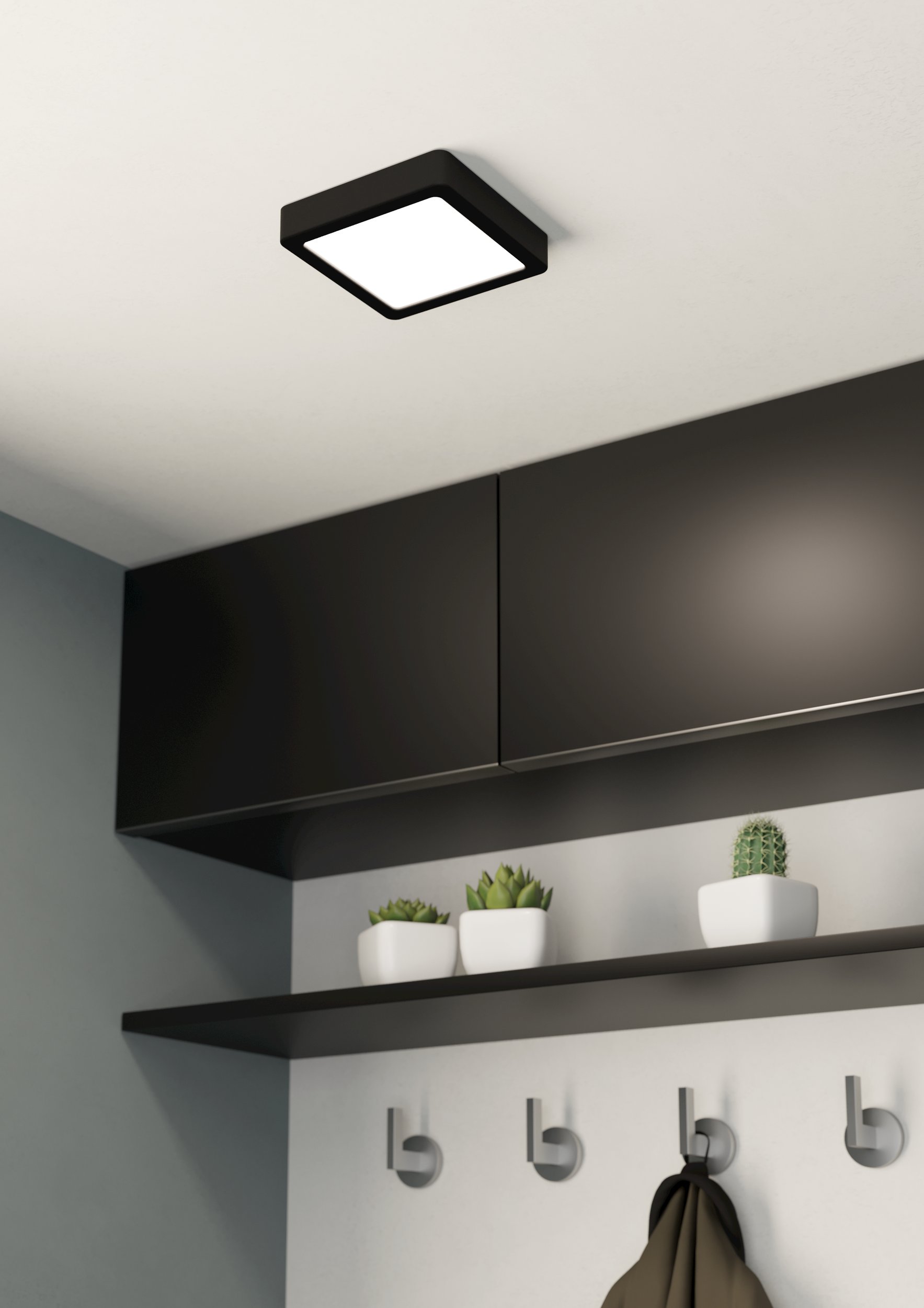 Eglo 900643 FUEVA 5 IP44 - LED stropní černé koupelnové svítidlo, 16 x 16cm, 11W, 3000K, IP44