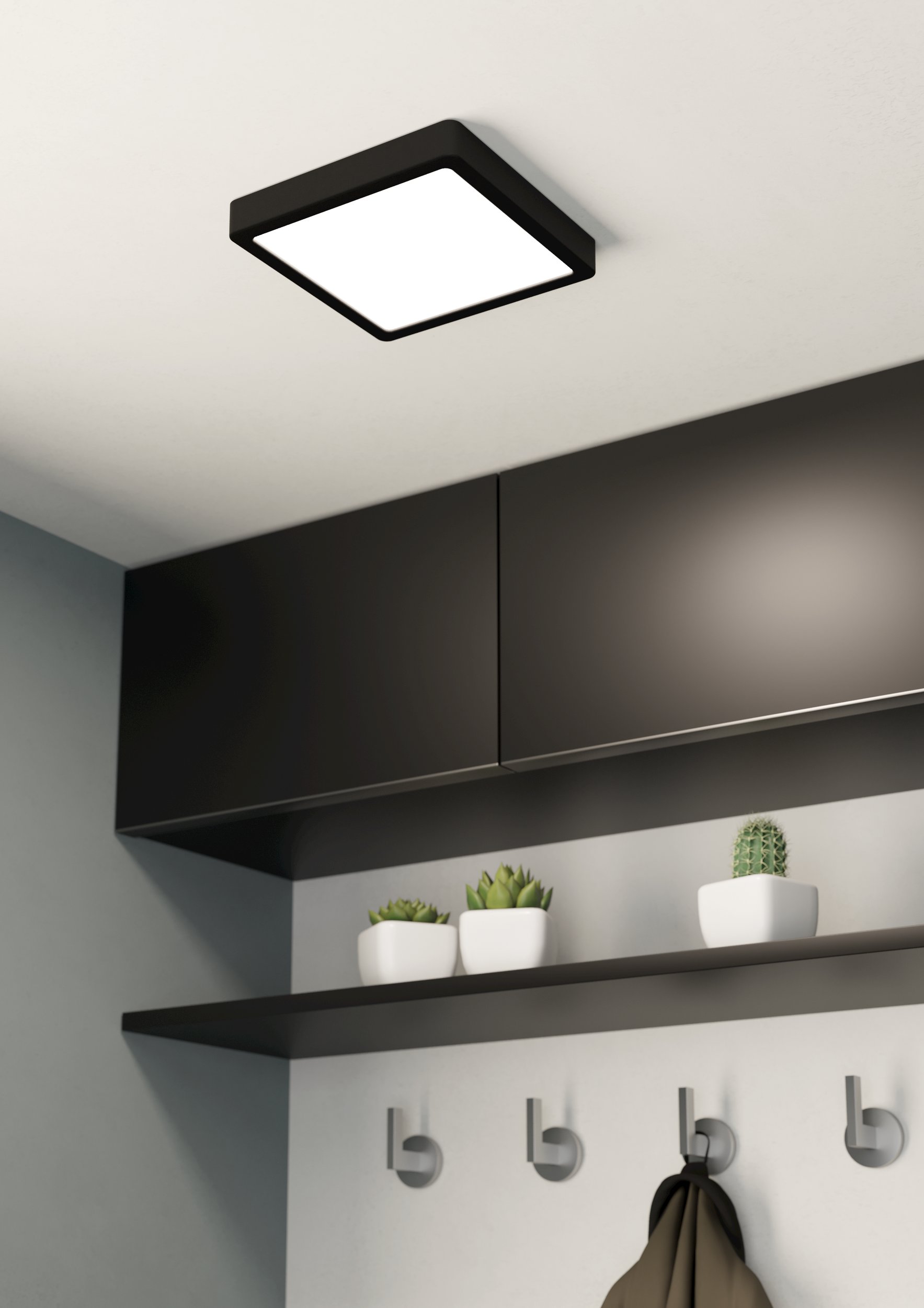 Eglo 900644 FUEVA 5 IP44 - LED stropní černé koupelnové svítidlo, 21 x 21cm, 17W, 3000K, IP44