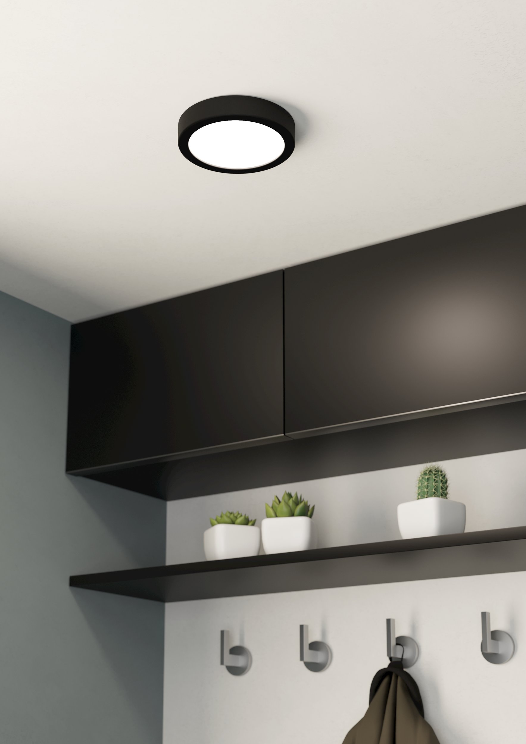Eglo 900637 FUEVA 5 IP44 - LED stropní černé koupelnové svítidlo, Ø 16cm, 11W, 3000K, IP44