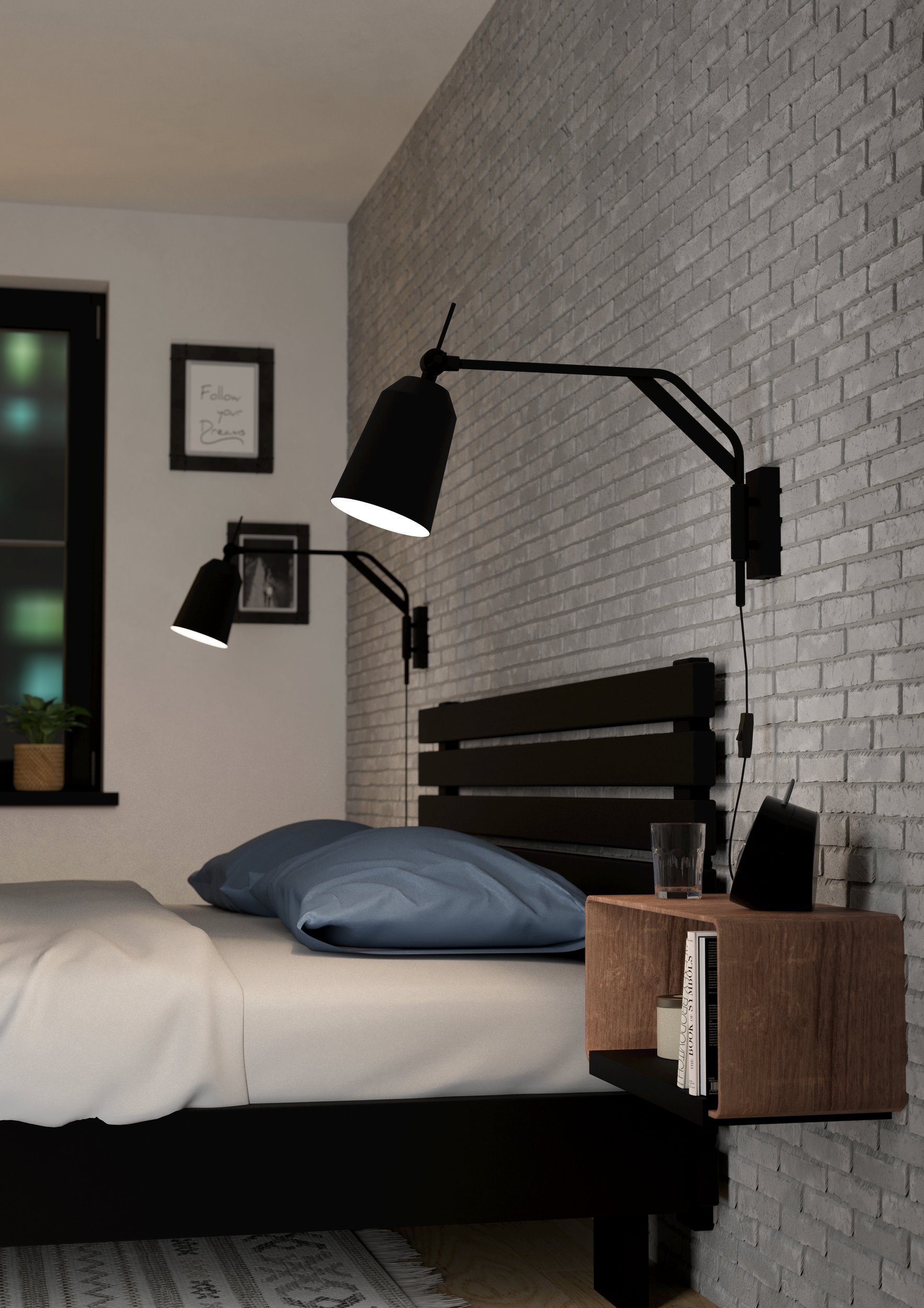 Eglo 900157 LORETO - Nástěnná černá lampa s naklápěcím stínidlem a s kabelem do zásuvky, 1 x E27