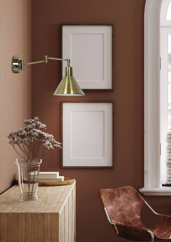 Candellux 21-41210 Copenhagen - Nástěnná mosazná lampa, otočná, 1 x E14