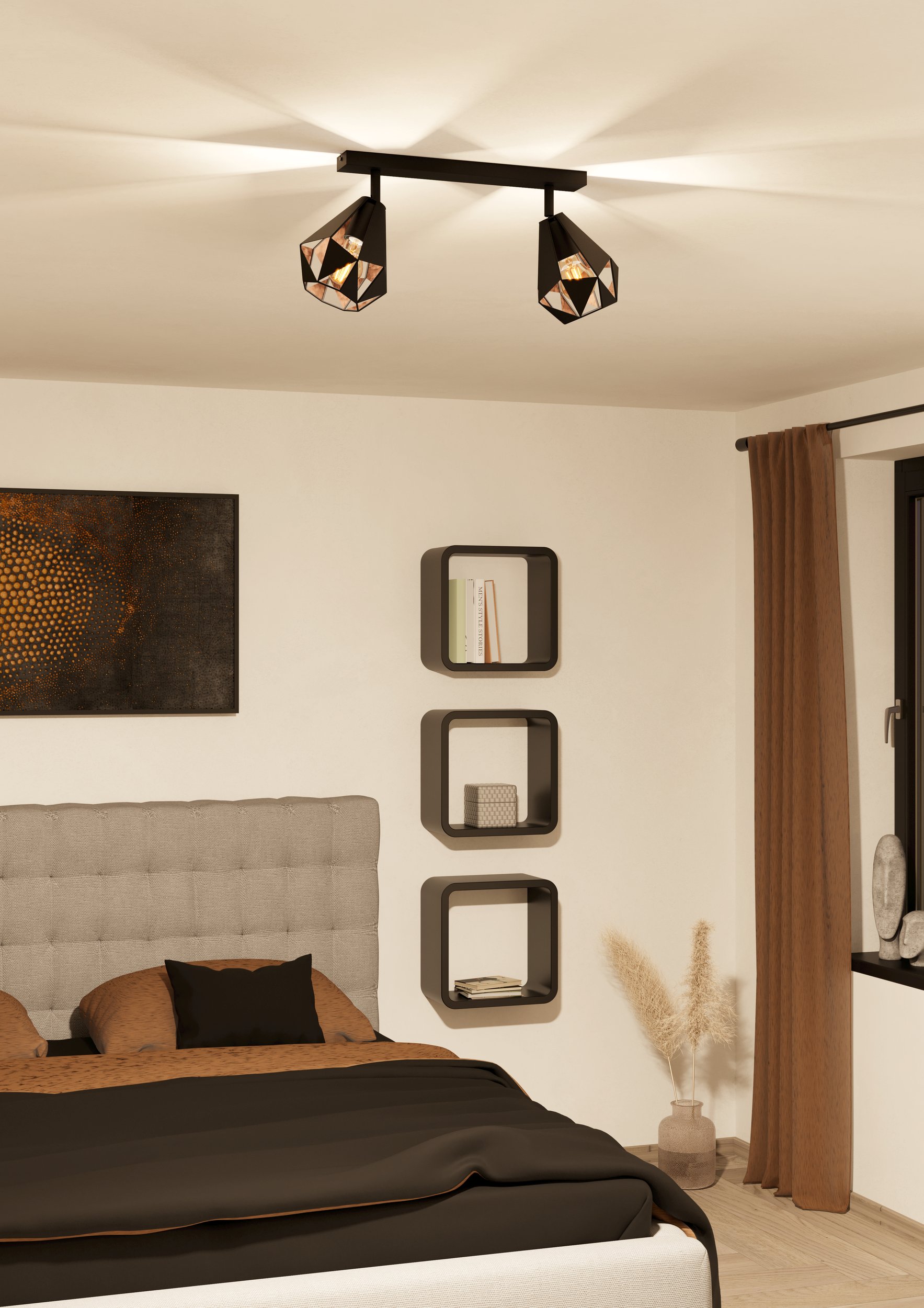 Eglo 43716 CARLTON 7 - Stropní retro bodové svítidlo, černo měděná, 2 x E27