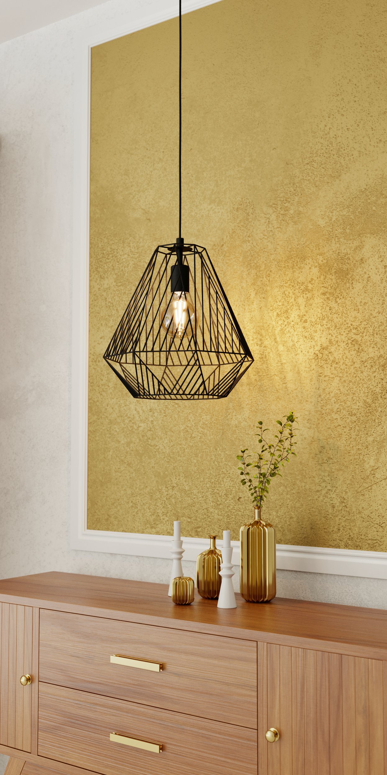 Eglo 43692 STYPE - Závěsný retro lustr v černé barvě, Ø 33cm