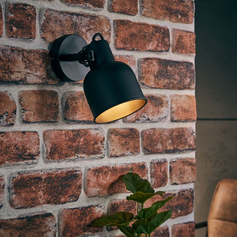 Brilliant 49610/76 ROLET - Černé nástěnné industriální svítidlo 1 x E14