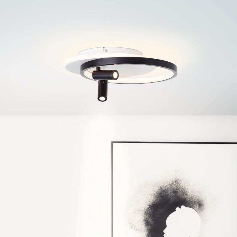 Brilliant G99753/76 EUNOMIA - LED moderní stropní svítidlo v bílé a černé barvě, stmívatelné vypínačem LED 26W, 3000K, 35 x 30cm
