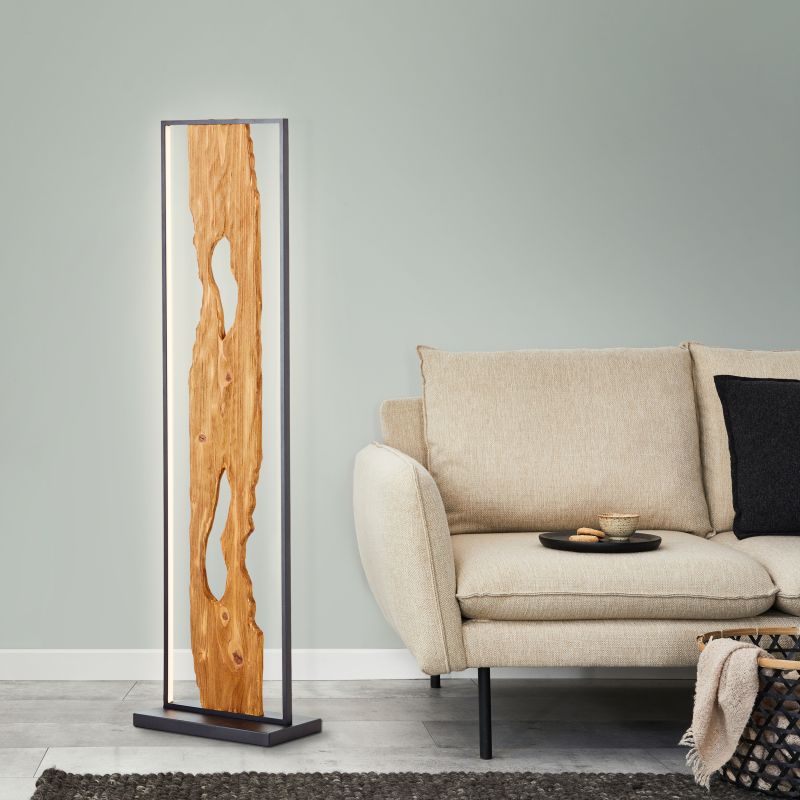 Brilliant G94542/76 CHAUMONT - Stojací LED svítidlo se dřevem, 20W, 3000K, 120cm