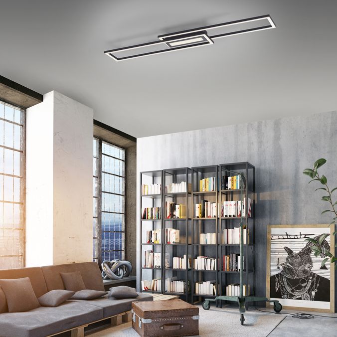 Leuchten Direkt 14696-18 ASMIN - LED stropní svítidlo v černé barvě, 45W, 3000K, 95 x 17,5cm