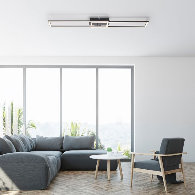 Leuchten Direkt 14691-18 IVEN - LED stropní vypínačem stmívatelné svítidlo v černé barvě, 40W, 3000K, 101 x 20cm