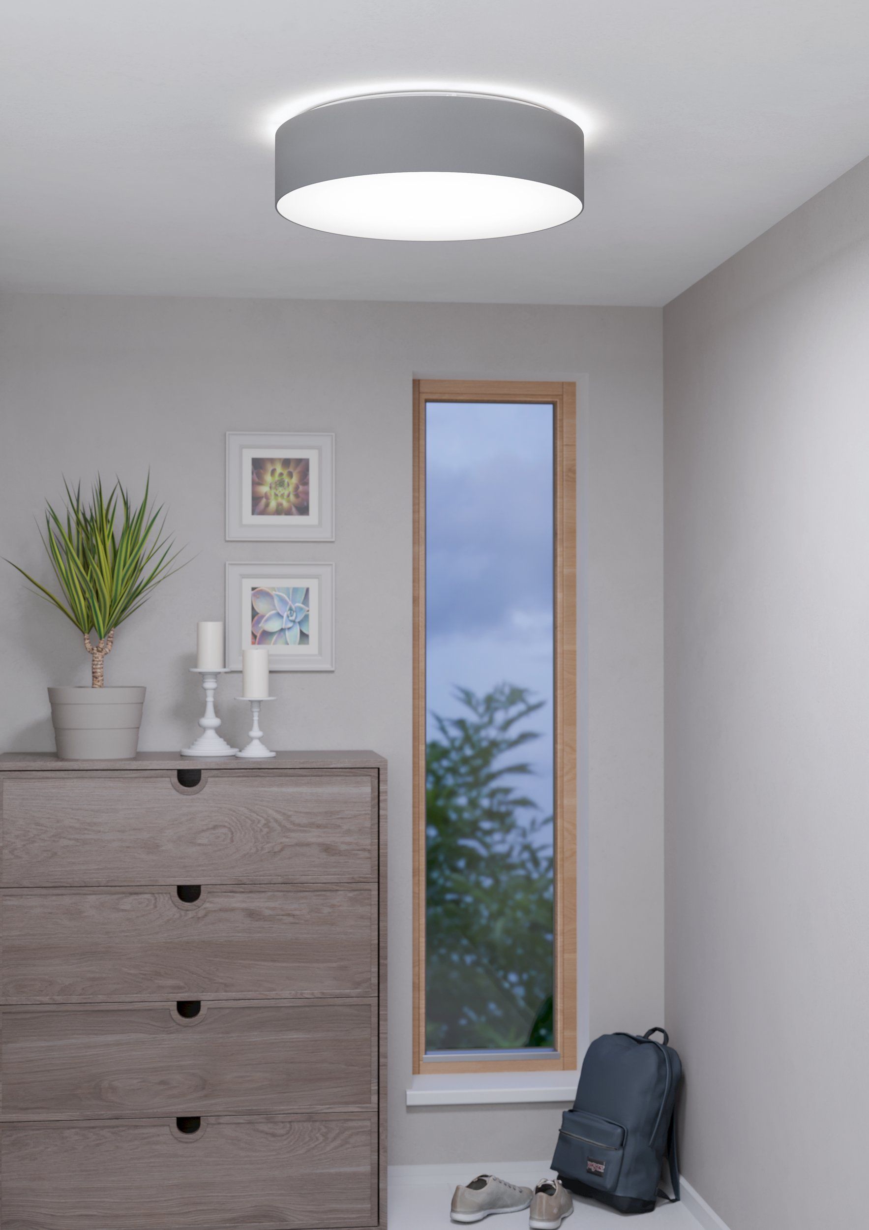 Eglo ZIGBEE 900442 ROMAO-Z - Stropní LED RGB kulaté svítidlo s textilním stínidlem ovládané ovladačem, nebo z mobilní aplikace, LED 35W,  Ø 57cm