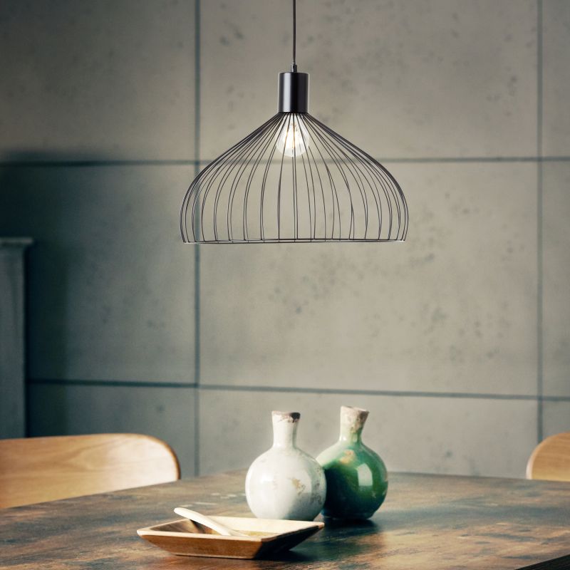 Brilliant 99392/06 BLACKY - Závěsný černý lustr ve vintage stylu , 1 x E27, Ø 40cm