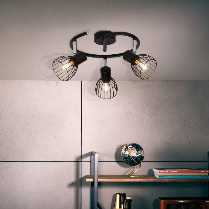 Brilliant 62133/06 BLACKY - Stropní trojbodovka ve vintage stylu , 3 x E14