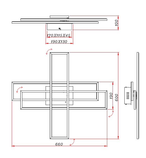 Trio Leuchten R64423107 CORSO - Moderní LED stropní lustr s natáčecími rameny s dálkovým ovladačem, LED 36W, 2700 - 6000K