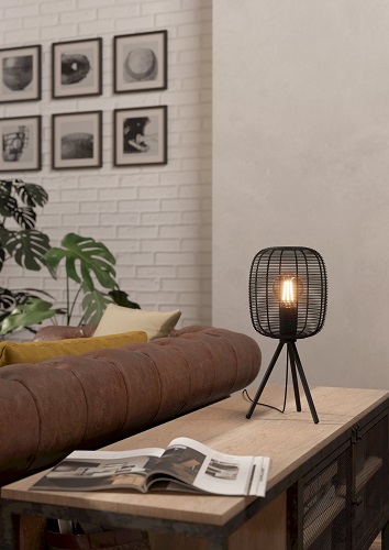 Eglo 43967 RINROE - Stolní lampa na trojnožce v černé barvě 1 x E27, 44cm