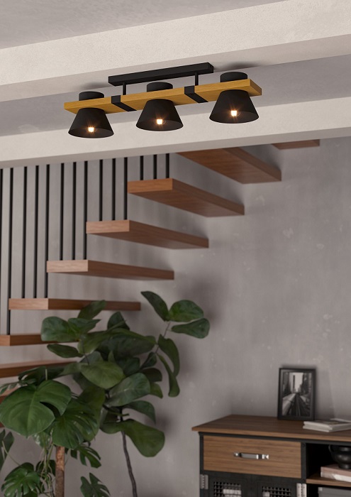 Eglo 43955 MACCLES - Stropní dřevěný trojramenný lustr, 3 x E27, 77cm