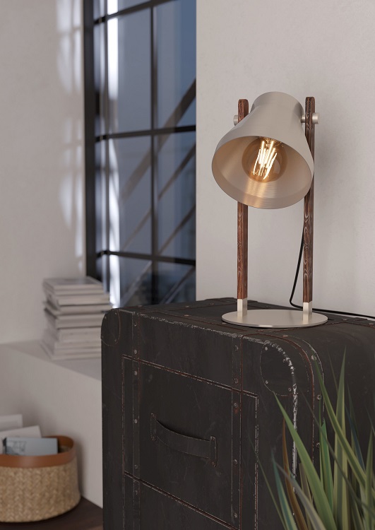 Eglo 43953 CAWTON - Stolní lampa na dřevěném podstavci, 1 x E27