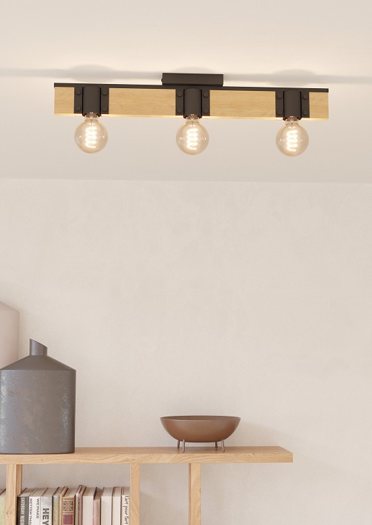 Eglo 43901 BAILRIGG - Stropní dřevěný lustr na retro žárovky, 3 x E27, 65cm