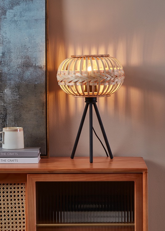 Eglo 43865 AMSFIELD 1 - Vintage dřevěná stolní lampa, 1 x E27, výška 41cm