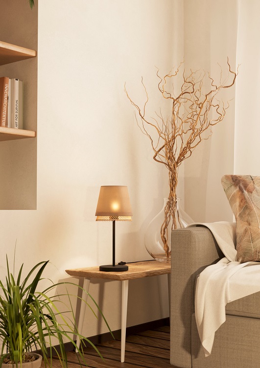 Eglo 43977 TABLEY - Moderní lampa na stůl s textilním stínidlem, 1 x E27, 42,5cm