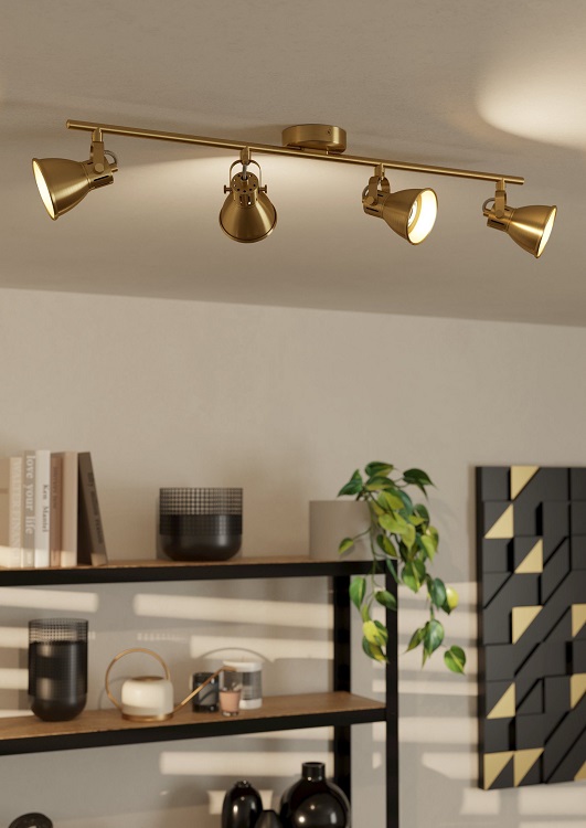 Eglo 900173 SERAS - Retro stropní čtyřbodové mosazné svítidlo + LED žárovky