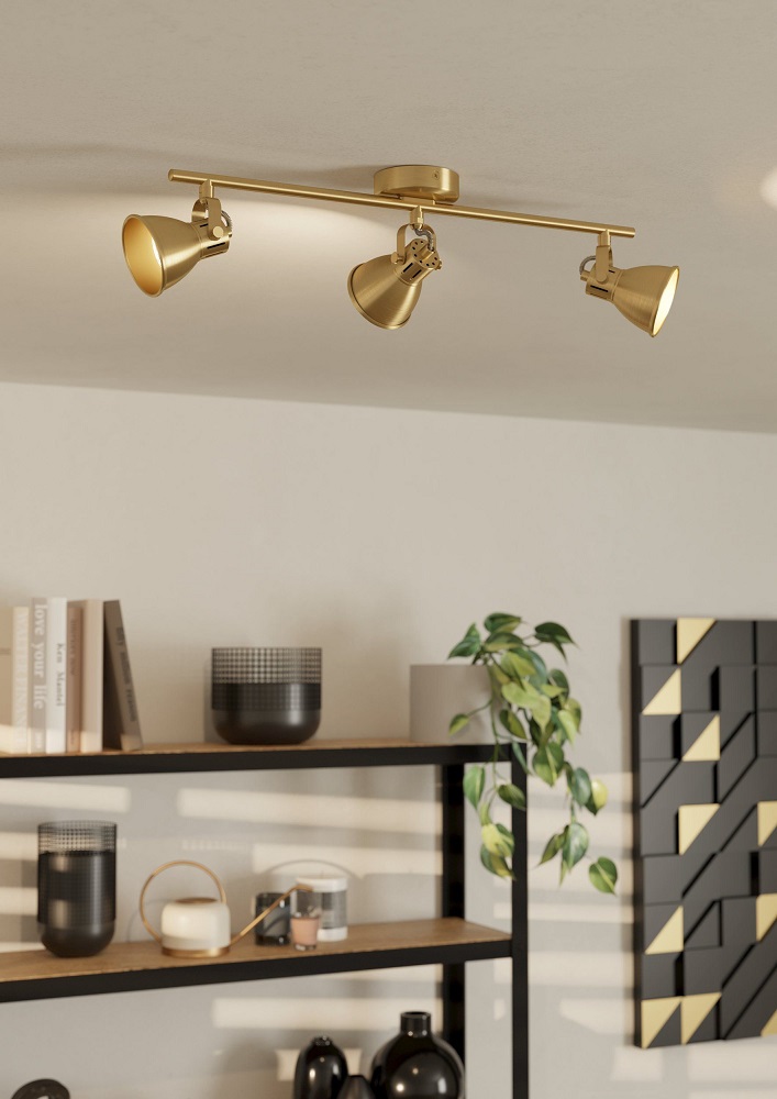 Eglo 900172 SERAS - Retro stropní tříbodové mosazné svítidlo + LED žárovky 