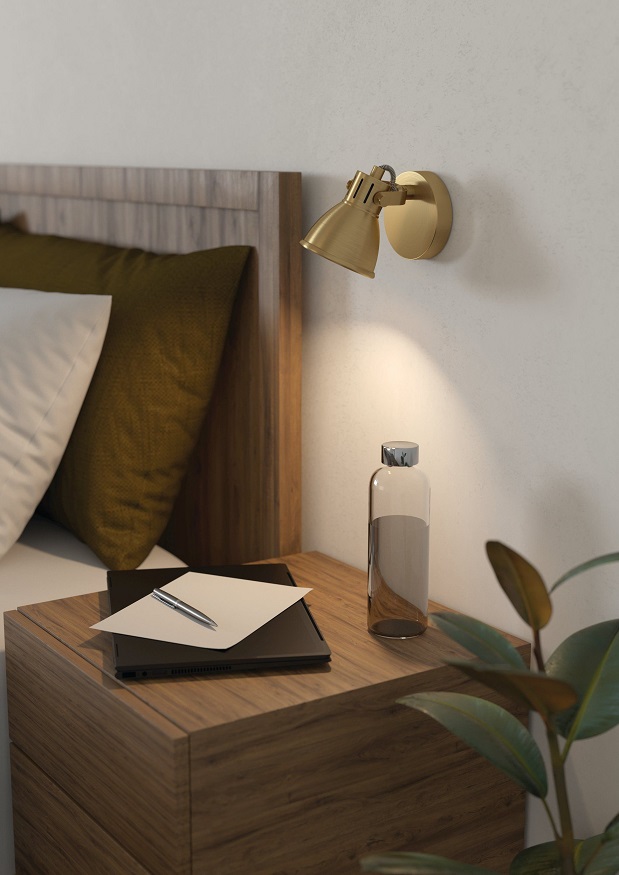 Eglo 900169 SERAS - Retro stropní nebo nástěnné bodové mosazné svítidlo + LED žárovka