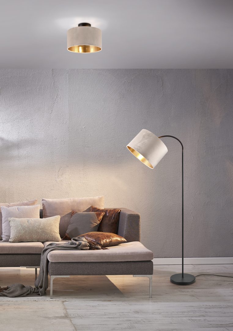 Trio Leuchten 419090144 JULIETA - Stojací lampa se sametovým stínidlem, 1 x E27, 156cm