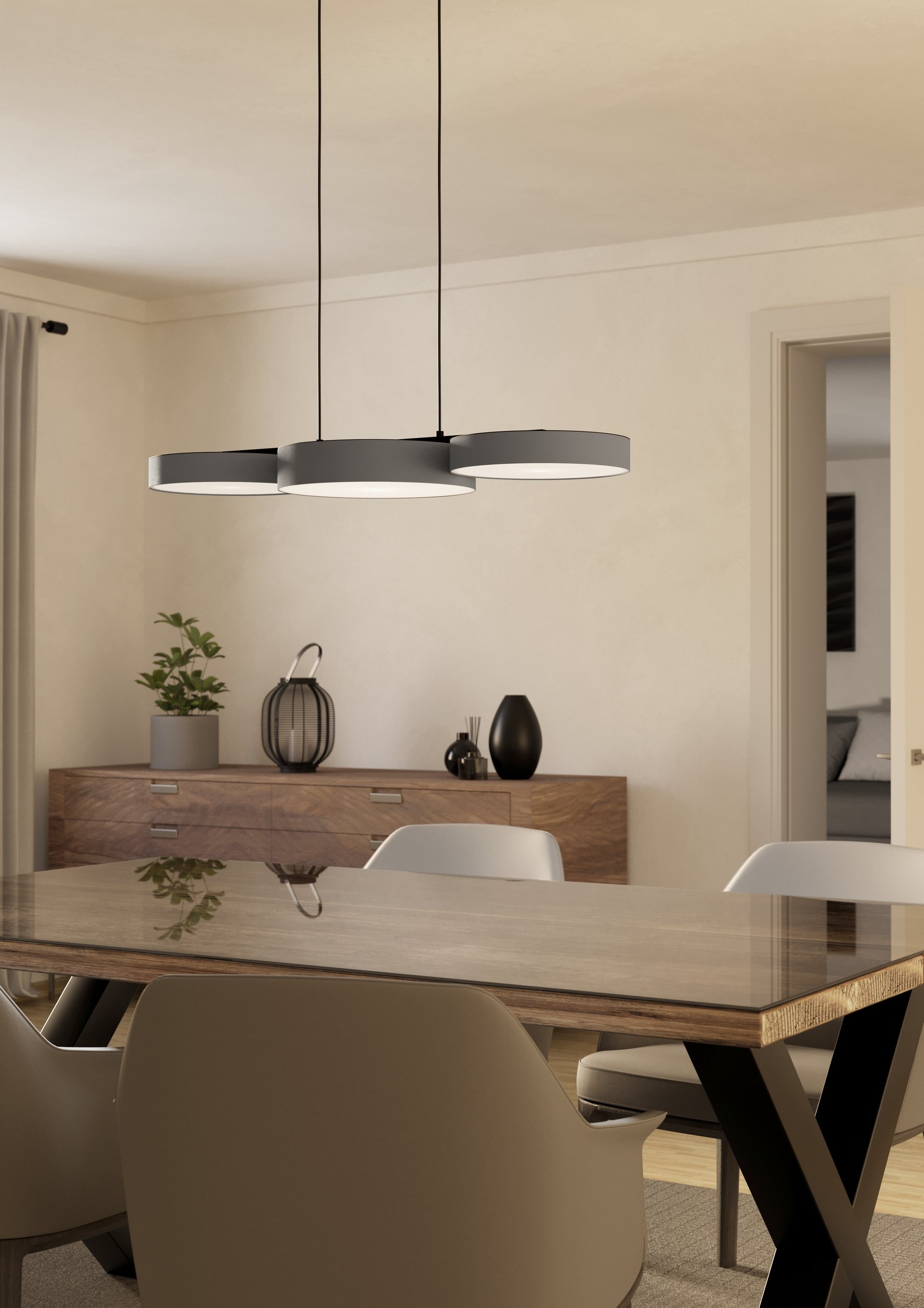 Eglo ZIGBEE 900856 BARBANO-Z - Závěsné šedé textilní LED RGB svítidlo ovládané ovladačem, nebo z mobilní aplikace, LED 22,5W,