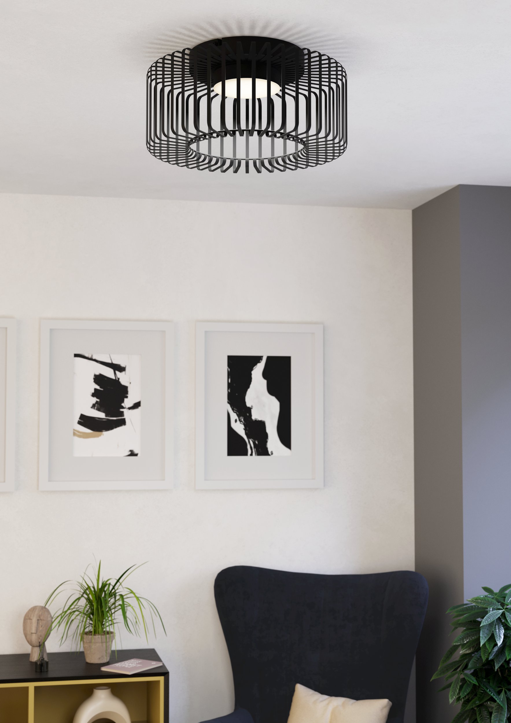 Eglo ZIGBEE 900722 GINESTRONE-Z - Stropní LED RGB černé svítidlo s kovovým stínidlem ovládané ovladačem, nebo z mobilní aplikace, LED 22W,  Ø 45cm