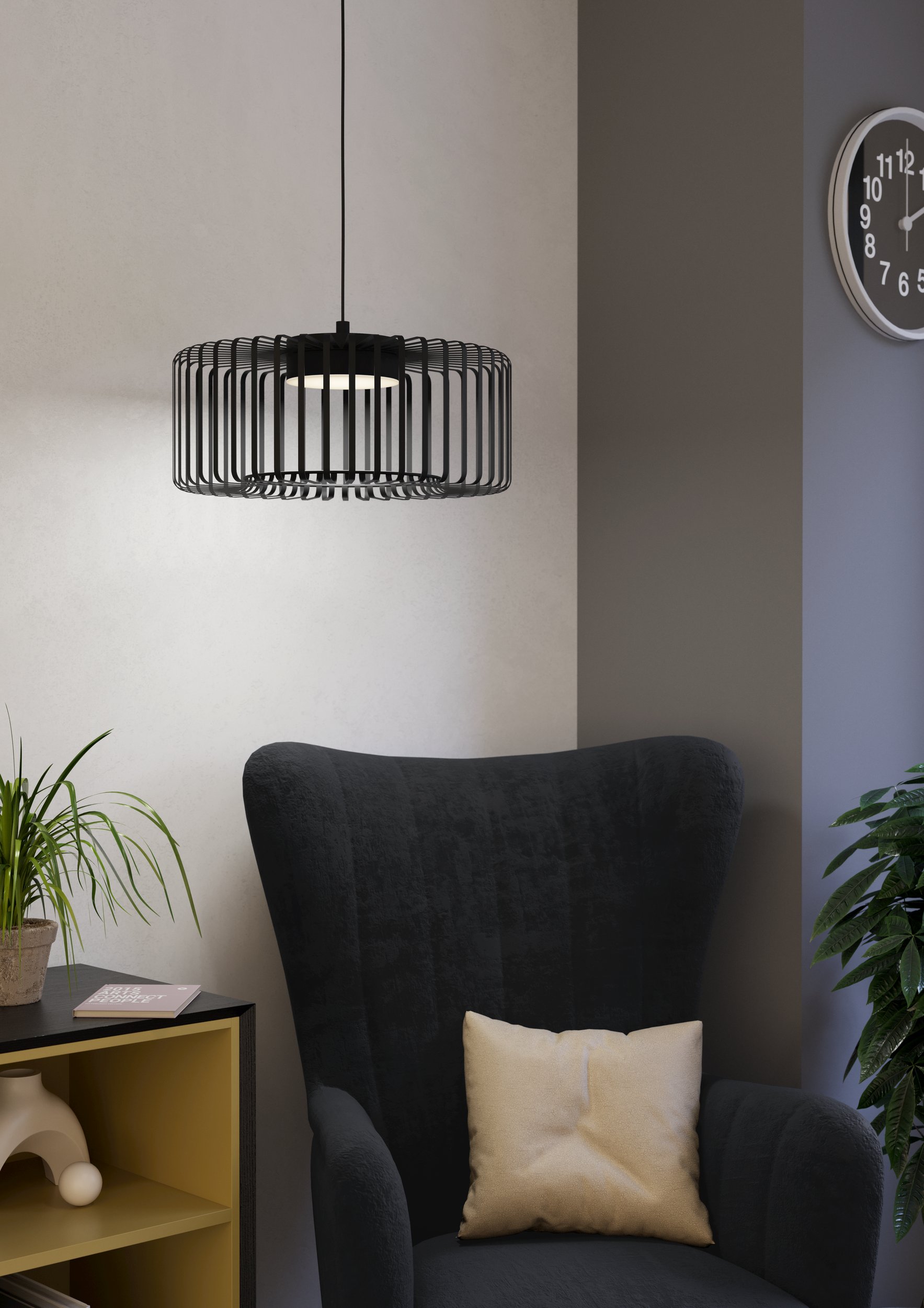 Eglo ZIGBEE 900723 GINESTRONE-Z - Závěsné LED RGB černé svítidlo s kovovým stínidlem ovládané ovladačem, nebo z mobilní aplikace, LED 22W, Ø 45cm