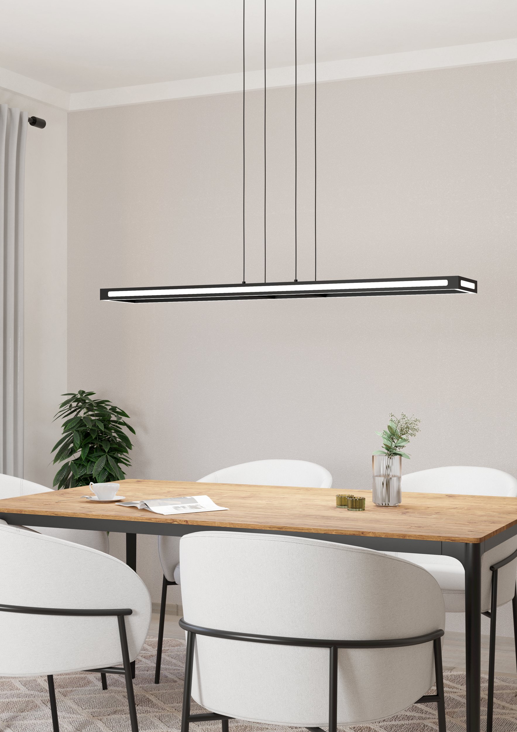 Eglo ZIGBEE 99681 SALVILANAS-Z - Závěsné LED moderní stmívatelné svítidlo ovládané ovladačem, nebo z mobilní aplikace, LED 33W, 2700-6500K, 116 x 20cm