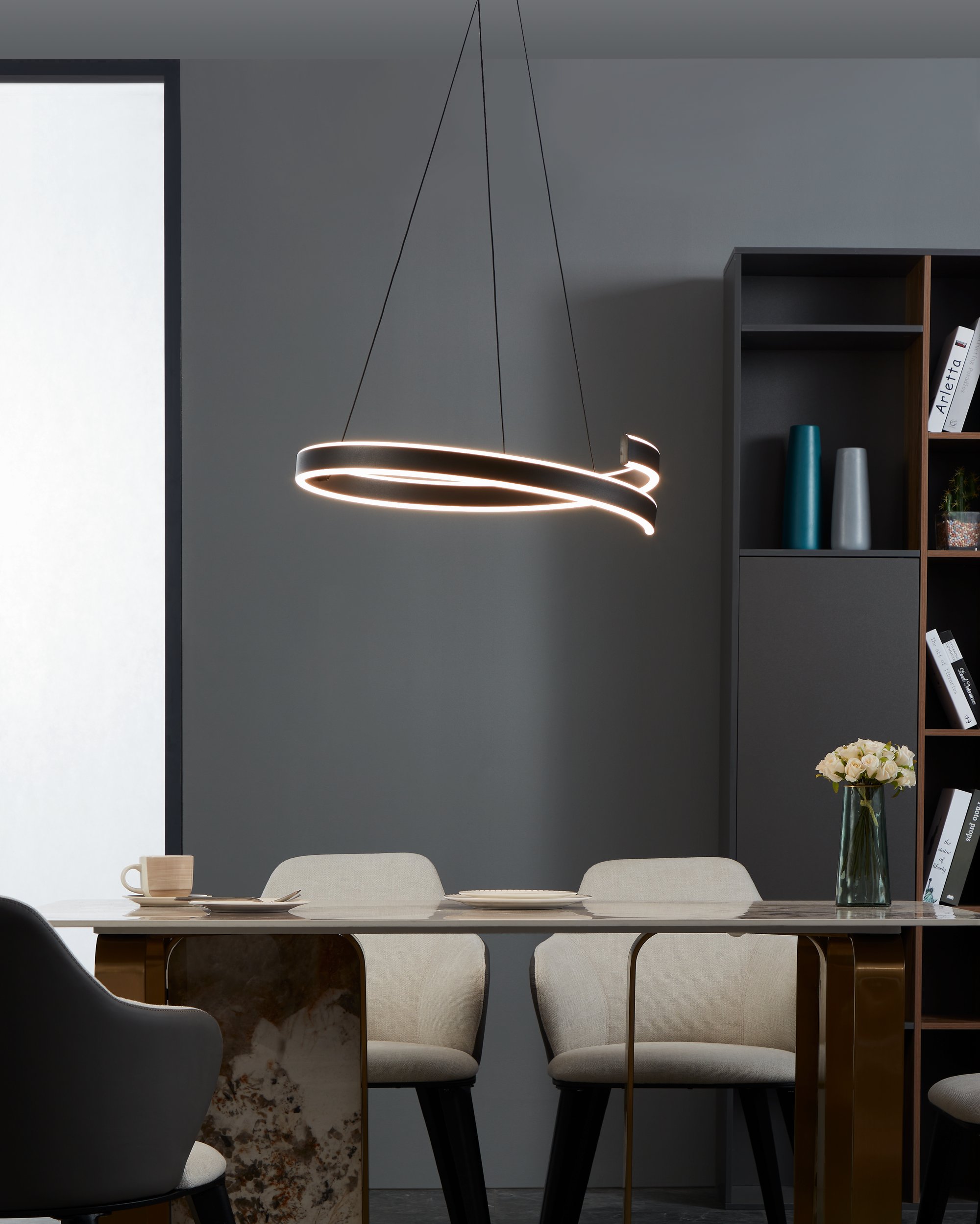 Eglo ZIGBEE 900404 ANDABAIA-Z - Závěsné LED moderní stmívatelné svítidlo ovládané ovladačem, nebo z mobilní aplikace, LED 42,5W, 3000-6500K, Ø 60cm