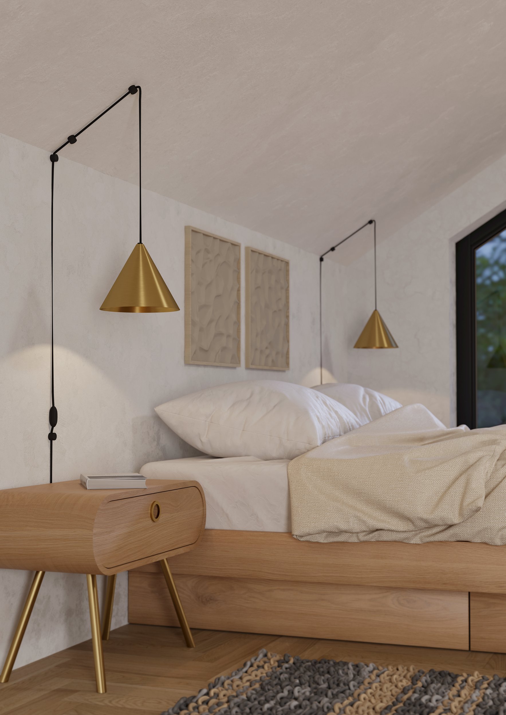 Eglo 900975 NARICES - Závěsné retro svítidlo nad postel a stůl s kabelem do zásuvky a vypínačem, 1 x E27