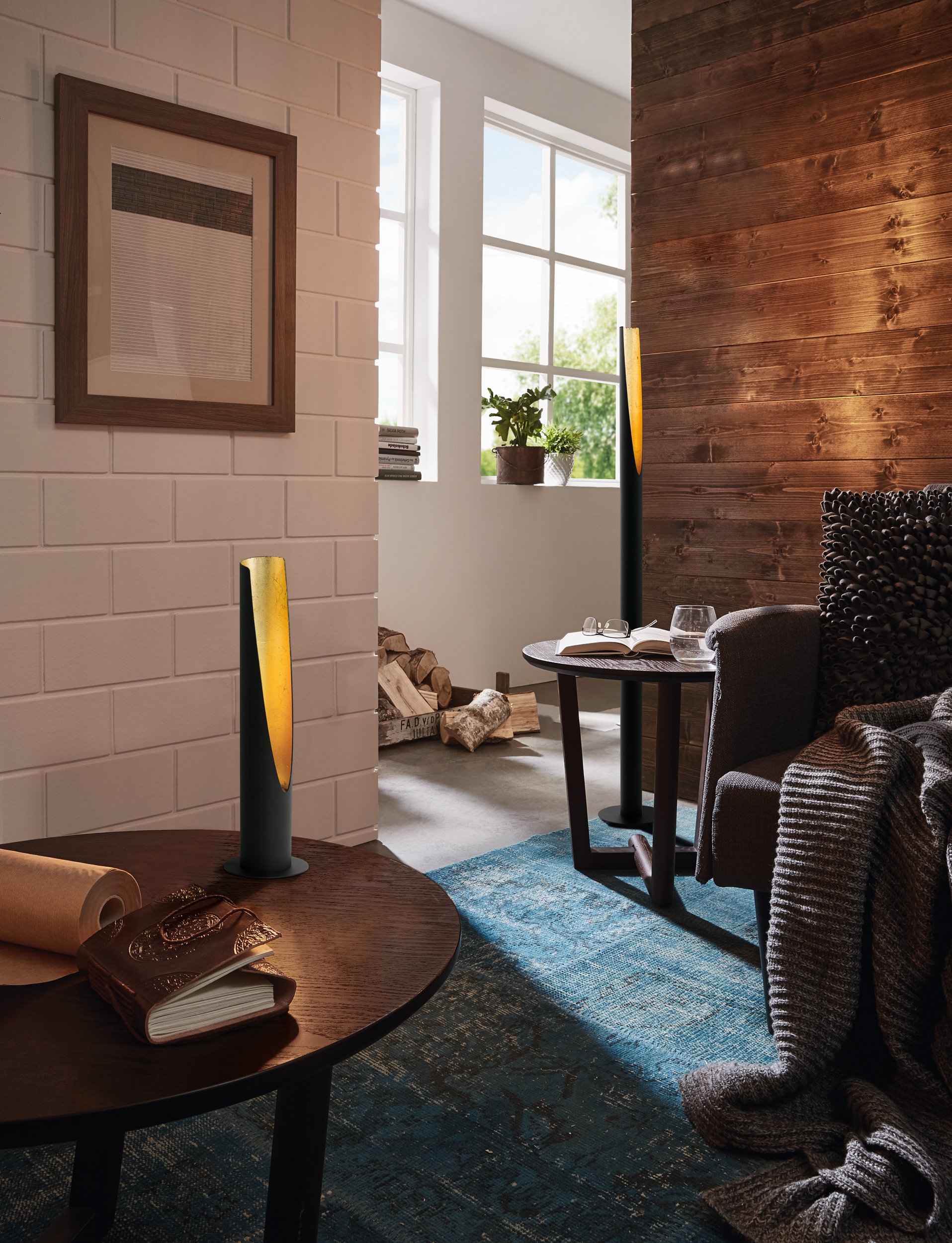 Eglo 97583 BARBOTTO - Stolní lampička v černé a zlaté barvě, 1 x GU10, výška 39,5cm