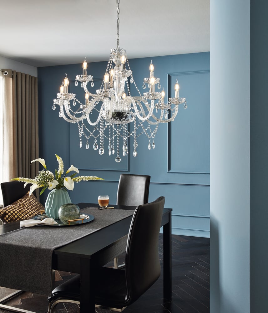 Eglo 39102 BASILANO 1 - Závěsný reprezentativní lustr v lesklém chromu se skleněnými krystalky, 12 x E14, Ø 100cm