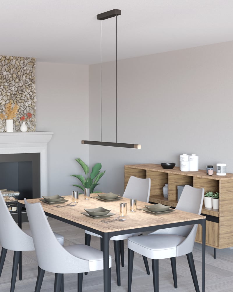 Eglo 900174 LISCIANA - LED stmívatelné závěsné svítidlo v šedé barvě se dřevem, LED 18W, 3000K, 87cm