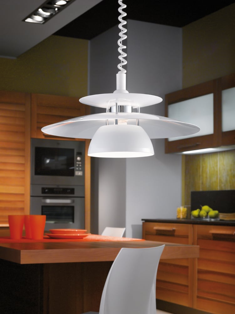 Eglo 87055 BRENDA - Stahovací kuchyňský lustr v bílé barvě 1 x E27, Ø 43cm