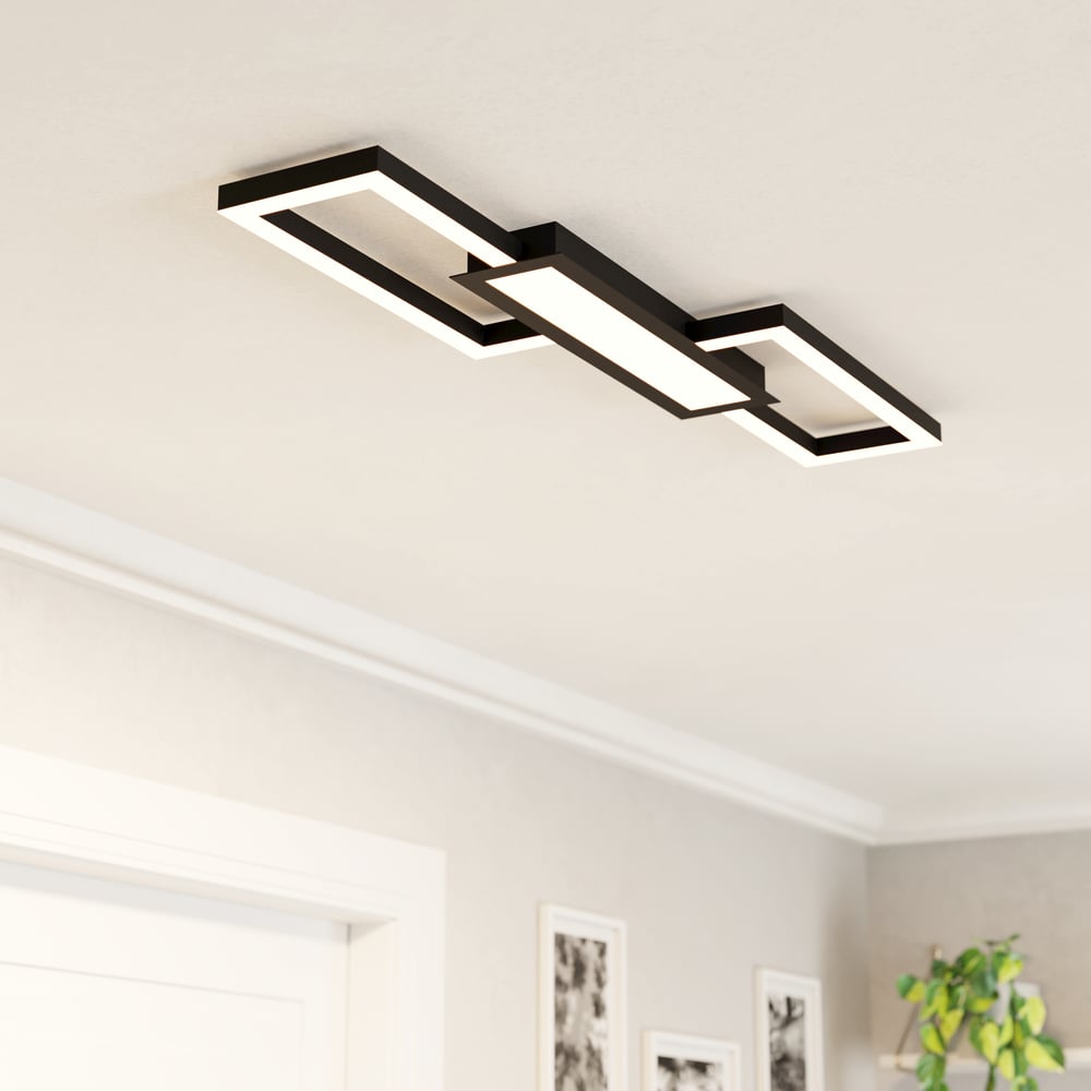 Eglo 99792 MONIROTE - LED stropní svítidlo s dálkovým ovladačem v černé barvě, LED 37W, 78 x 26cm, 3000K - 6500K