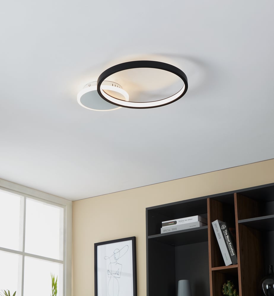 Eglo 900421 GAFARES - LED stropní černo bílé svítidlo s dálkovým ovladačem, LED 15W, 40 x 29cm, 3000K - 6500K