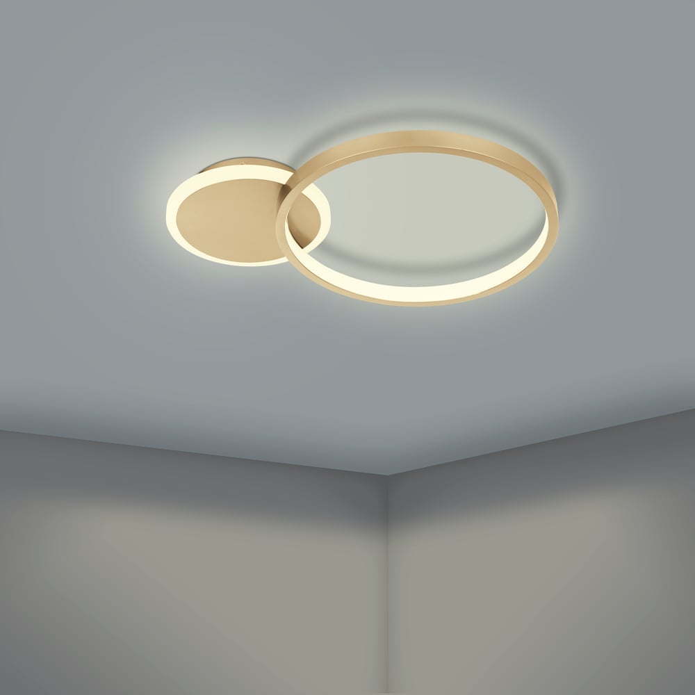 Eglo 900423 GAFARES - LED stropní zlaté svítidlo s dálkovým ovladačem, LED 15W, 40 x 29cm, 3000K - 6500K