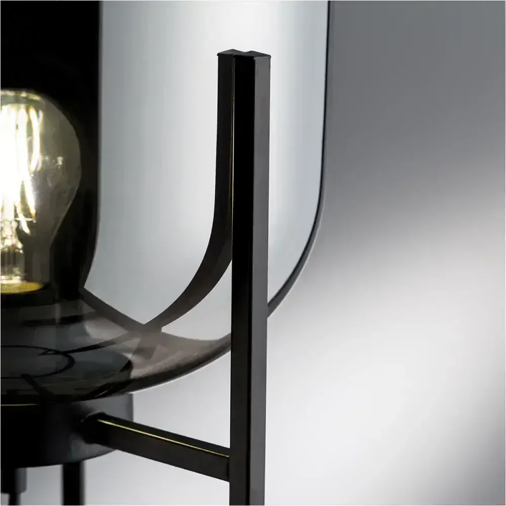 Fischer Honsel 50130 REGI - Stolní lampa v černé barvě s kouřovým sklem, 1 x E27, 34cm