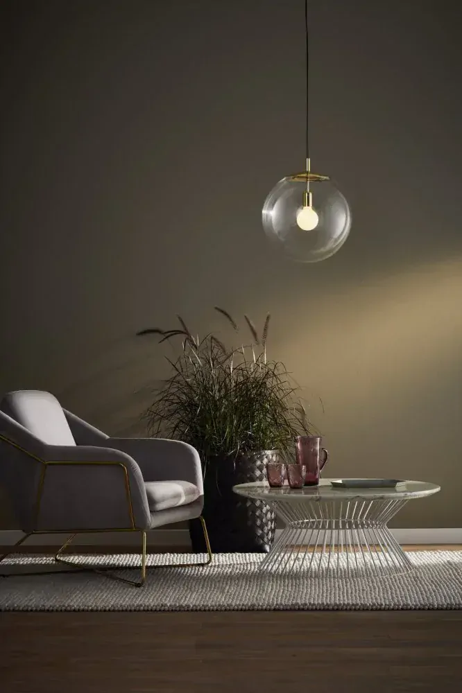 Kaspa 10737109 ALUR M - Závěsné svítidlo s kulatým transparentním stínidlem, zlaté prvky, 1 x E27, Ø 30cm