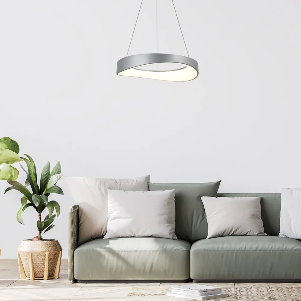 Rabalux 72236 ILIANA - LED kulaté závěsné svítidlo ve stříbrné barvě, Ø 52cm, 56W, 3000K