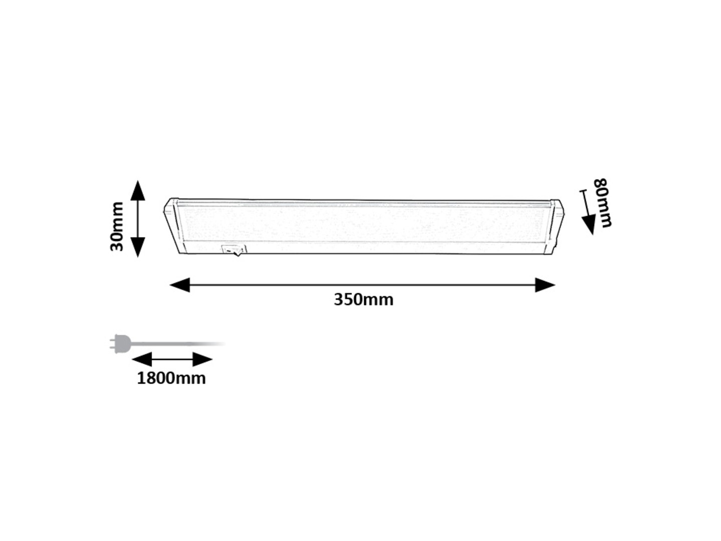 Rabalux 78058 EASYLIGHT - LED výklopné kuchyňské podlinkové svtítidlo s vypínačem a kabelem do zásuvky ve stříbrné barvě, LED 5W, 390lm, 4000K, 35cm