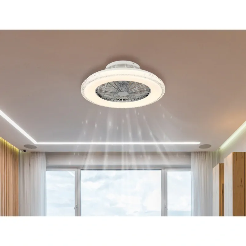 Globo 03654 CORUSSO - Stropní LED ventilátor v bílé barvě,dálkové ovladání, LED 40W, 3000-6500K