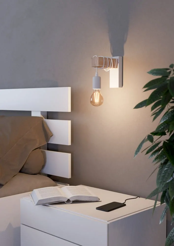 Eglo 43706 TOWNSHEND 2 - Nástěnné bílé retro svítidlo bez vypínače, 1 x E27