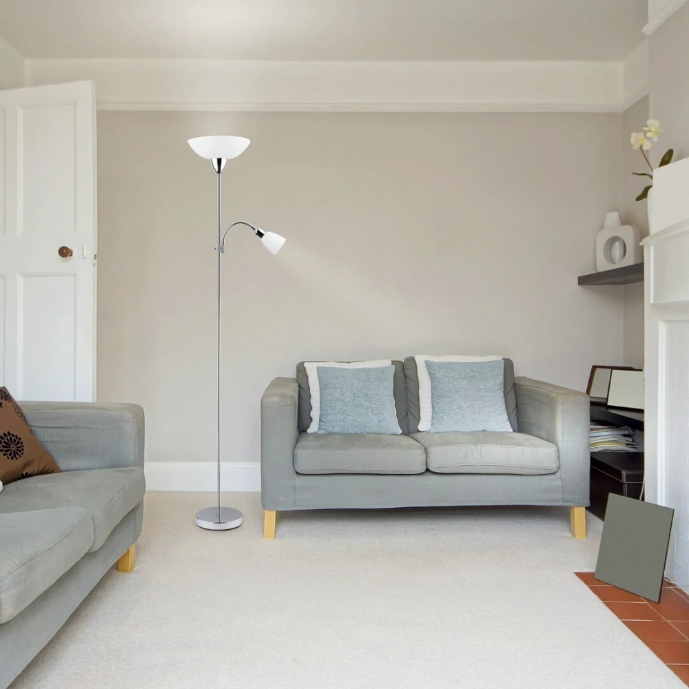 Rabalux 4059 DIANA - Stojací lampa se čtecí bodovkou, lesklý chrom, 1 x E27 + 1 x E14, 177cm