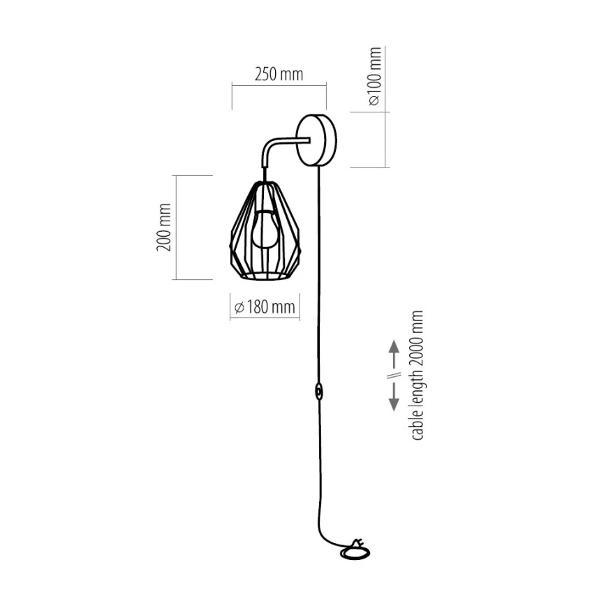 TK Lighting 2120 ALANO - Nástěnná retro lampička v černé barvě, 1 x E27